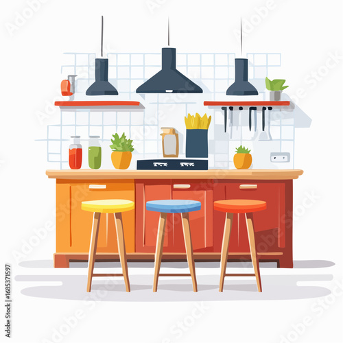 Colorful Kitchen Bar Area Design