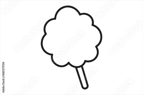 Simple outline of cotton candy on a stick silhouette white background