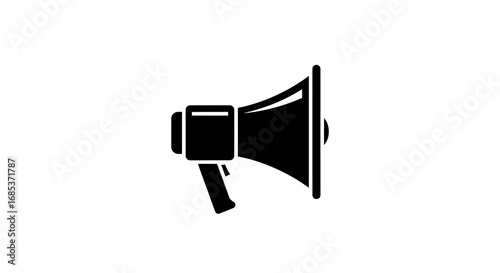 Black megaphone icon isolated on white background