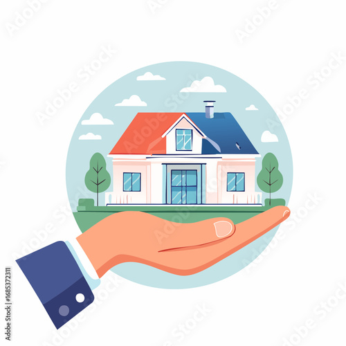 Hand Protecting A Home Illustration