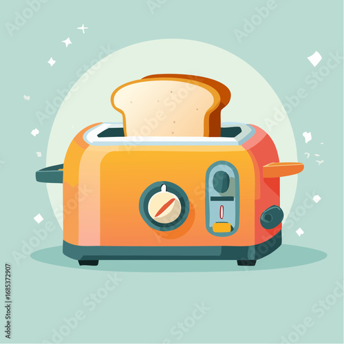 Orange Toaster With Toasted Bread