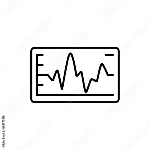 Line graph displaying fluctuating data trends on digital screen  