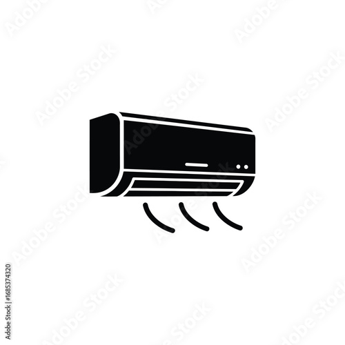 Black air conditioner icon isolated on white background for graphic design