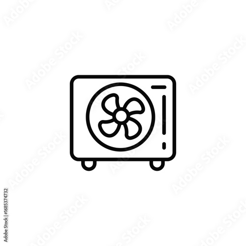 Outdoor air conditioning unit isolated on white background in line style