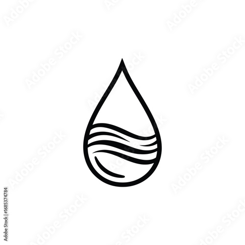 Water drop icon isolated on white background representing purity and freshness