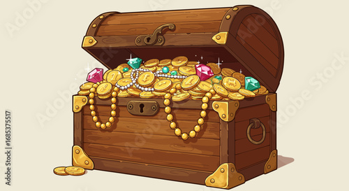 Treasure Chest Full of Gold and Jewels