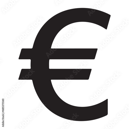 Euro symbol graphic element financial business banking currency and european market with clean design on a white background