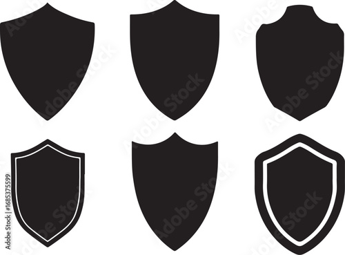 Collection of black shields silhouette