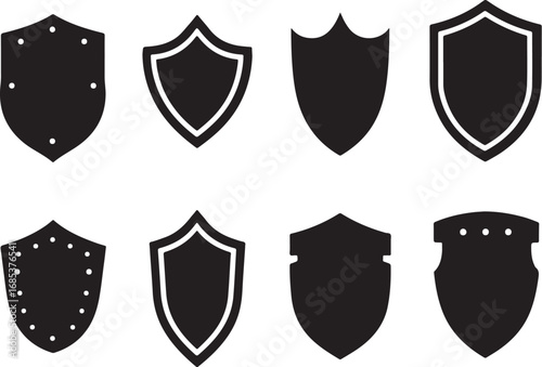 Collection of black shields silhouette