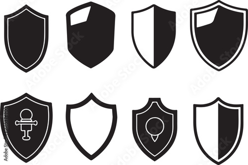 Collection of black shields silhouette