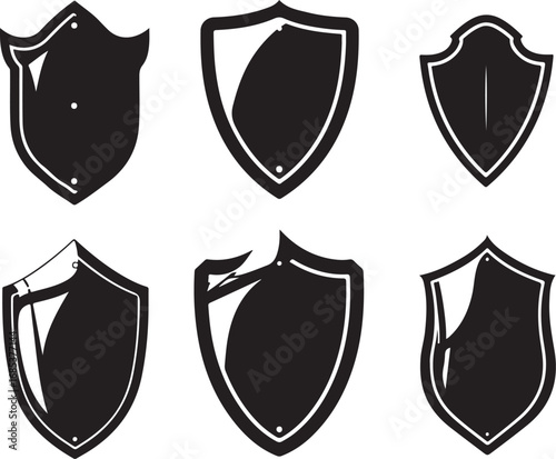 Collection of black shields silhouette