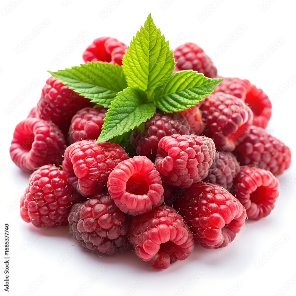 Fresh Raspberries on White Background Fresh Raspberries on White Background