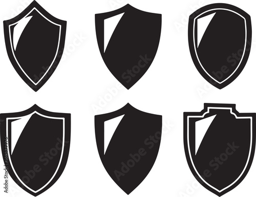 Collection of black shields silhouette