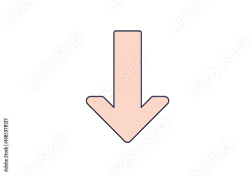 A Simple Peach Colored Downward Arrow Graphic Indicating Direction or Decline Against a White Background