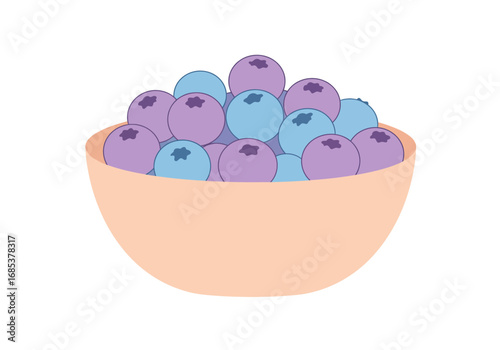 A delightful pastel bowl overflowing with a generous serving of fresh blueberries and plump purple berries creating a vibrant and healthy breakfast or snack option for everyone