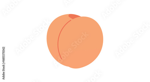 A Simple Illustration of a Ripe Peach Showing Its Distinctive Crease and Fuzzy Texture Against a Clean White Background