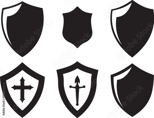 Collection of black shields silhouette