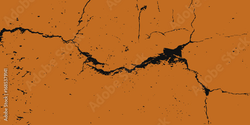 Cracked dry land texture as concept of drought and climate change crisis. Abstract brown natural rock surface. Vector illustration