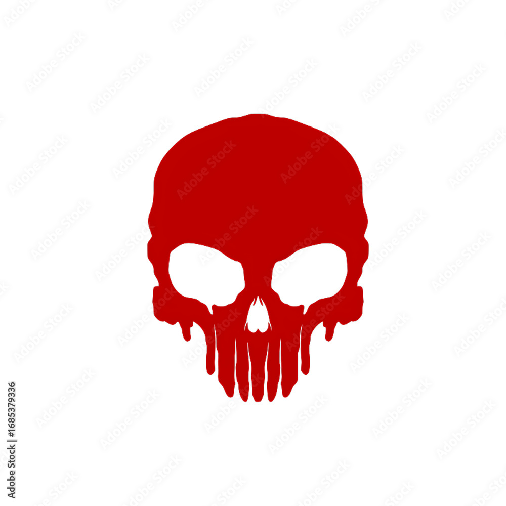 Fototapeta premium Red skull graphic design symbolizing danger, rebellion, and the macabre in a minimalist style