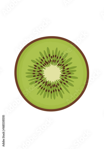Fresh, vibrant kiwi slice isolated on white background, perfect for healthy eating and food concepts