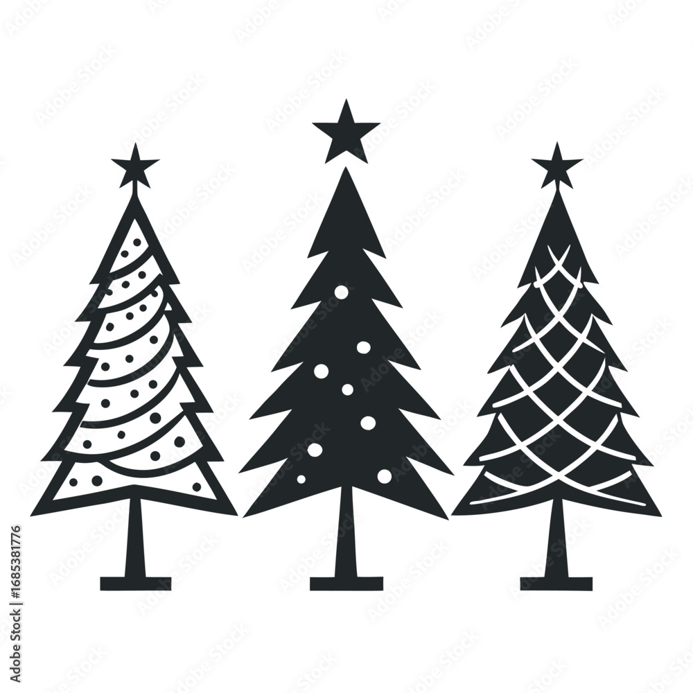 Obraz premium a-collection-of-stylized-christmas-tree-silhouette.eps