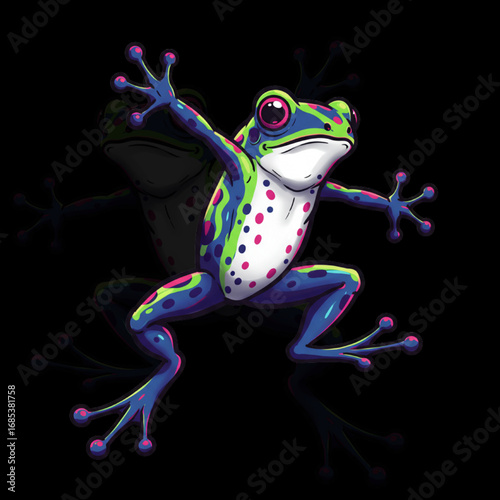 Colorful Frog Mascot Vector – Vibrant Tree Amphibian Cartoon Character Illustration