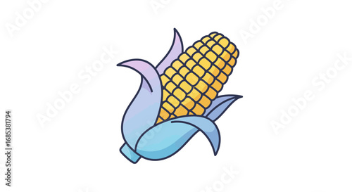 Fresh corn on the cob illustration with vibrant hues showcasing summer harvest, perfect for food blogs and seasonal recipes