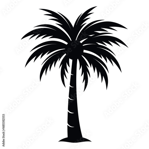 a-simple--graphic-illustration-of-a-single-palm-tr silhouette vector design eps