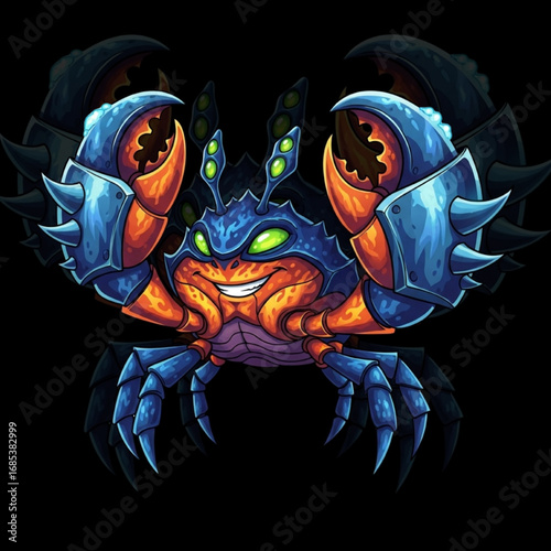 Smiling Robotic Crab Mascot Logo Vector for Gaming, Tech, and Ocean Branding