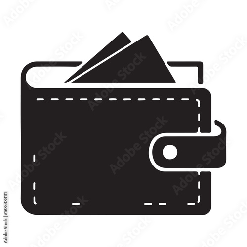 Minimalist wallet icon design financial and economic representation of money savings and expenditure with cards and cash inside