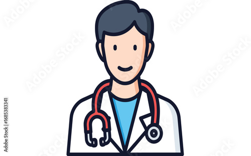 Friendly Doctor Illustration with Stethoscope and White Coat