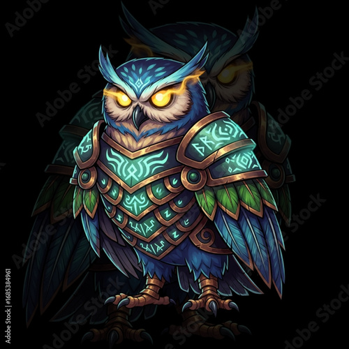 Magical Armored Owl Mascot Logo Vector for Fantasy, Gaming, and Esport Branding