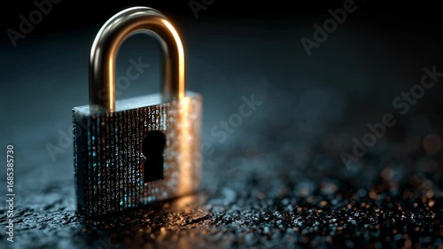 Digital Padlock on a Dark Background Representing Data Security Concept