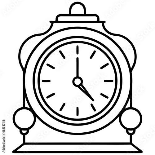 Vintage Metal Clock line art vector