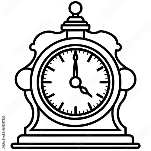Vintage Metal Clock line art vector