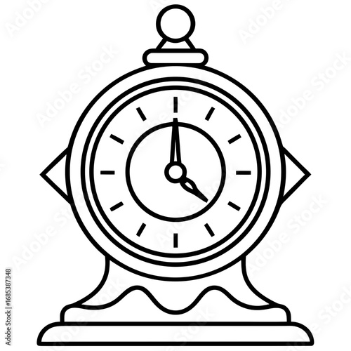 Vintage Metal Clock line art vector
