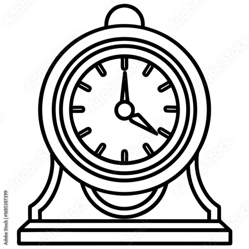Vintage Metal Clock line art vector