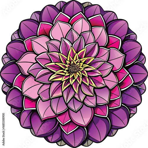 Haunted Zinnia Halloween Purple Pink Dahlia Flower Mandala