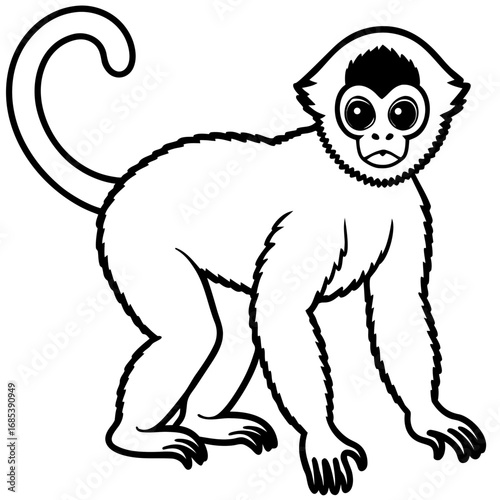 Silvery gibbon line art vector