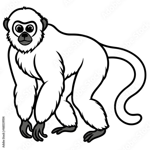 Silvery gibbon line art vector