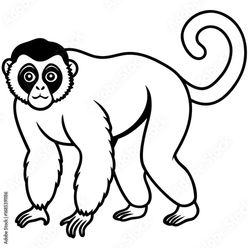 Silvery gibbon line art vector