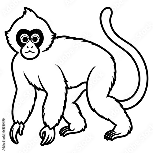Silvery gibbon line art vector