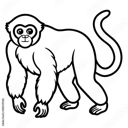 Silvery gibbon line art vector