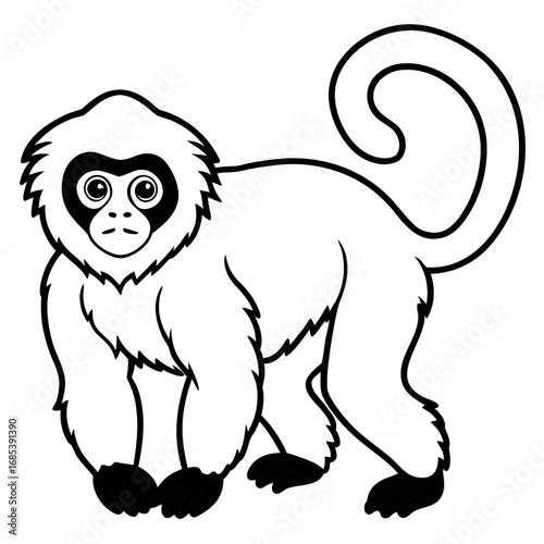 Silvery gibbon line art vector