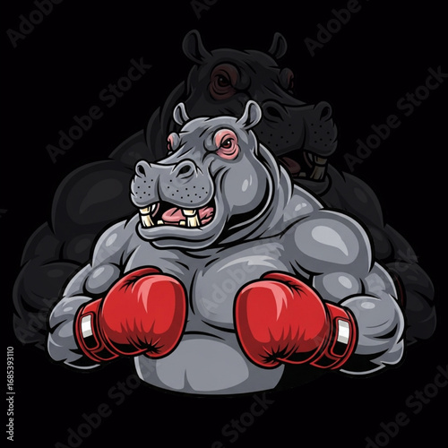 Boxing Hippo Mascot Logo Vector for Sports Team, Gym, and Esports Branding