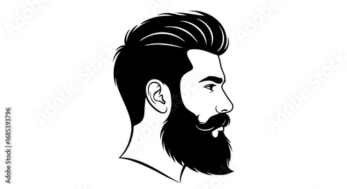 Hipster beard silhouette vector illustration