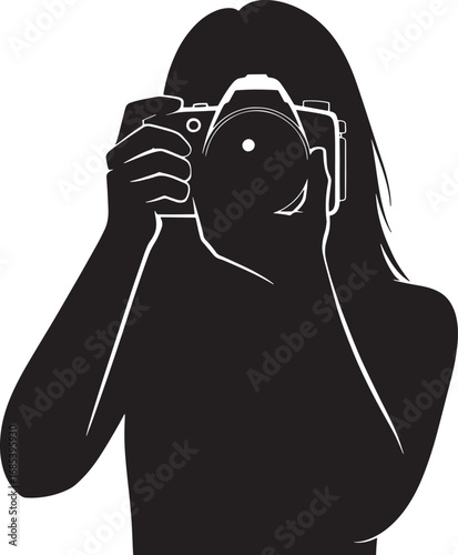 Silhouette of a Photographer Holding a Camera, Capturing a Moment in Time