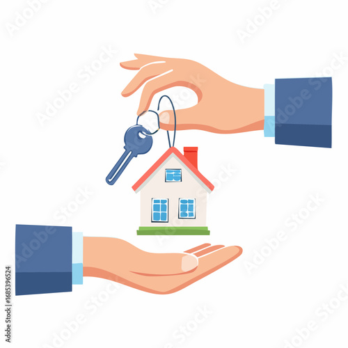 Hands Transferring House Keys Illustration