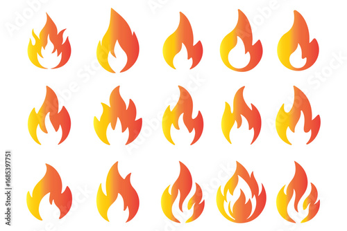 fire icon set. flame icon sign symbol collections, vector illustration