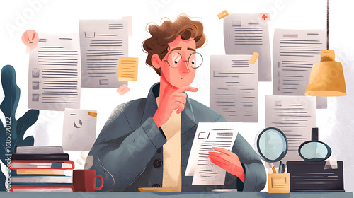 Personal assistant verifying documents for errors and inconsistencies (3)
